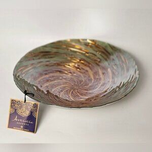 ARTISTIC Accents Art Glass Centerpiece 12.5" Browns and Gold Bowl Made in Turkey